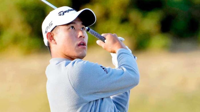 Collin Morikawa watches a shot in the second round of the 2022 British Open.